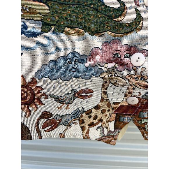 Vintage Tapestry Vest Womens Medium Noahs Ark Sunday School Church 90s - Picture 6 of 10